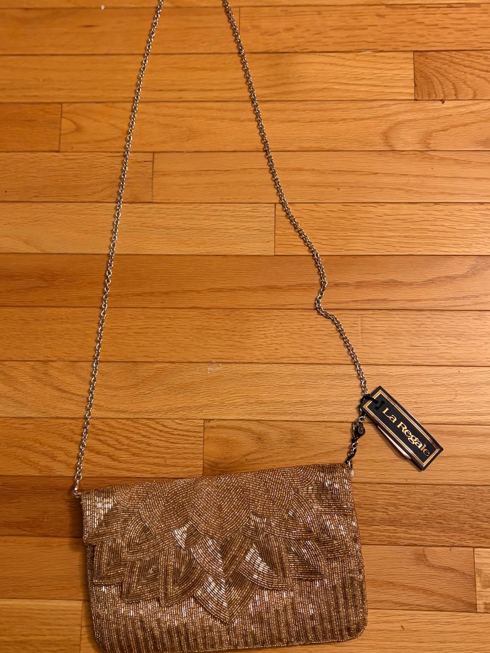 La Regale Gold Beaded Wristlet Crossbody